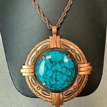 Load image into Gallery viewer, Vintage Bell Trading Co Copper Faux Turquoise Statement Necklace (30")
