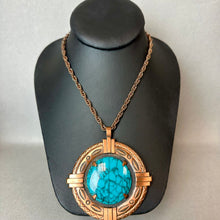 Load image into Gallery viewer, Vintage Bell Trading Co Copper Faux Turquoise Statement Necklace (30")
