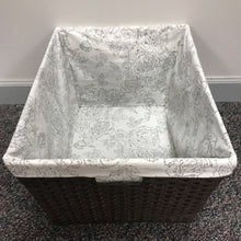 Load image into Gallery viewer, Large Brown Wicker Basket with Liner &amp; Handles (12x20x16)
