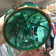 Load image into Gallery viewer, Green Murano Glass Caged Hanging Pendant Light Fixture (~16") (As-Is; Unwired)
