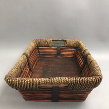 Load image into Gallery viewer, Wood &amp; Wicker Basket with Handles (4x17x12)
