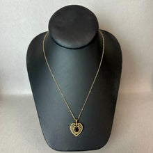 Load image into Gallery viewer, Garnet Goldtone Filigree Heart Pendant on 20" Chain
