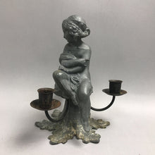 Load image into Gallery viewer, Metal Candelabra Cherub 3 Candle Holder (9")
