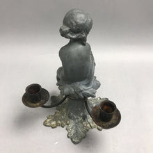 Load image into Gallery viewer, Metal Candelabra Cherub 3 Candle Holder (9")
