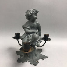 Load image into Gallery viewer, Metal Candelabra Cherub 3 Candle Holder (8")
