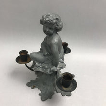 Load image into Gallery viewer, Metal Candelabra Cherub 3 Candle Holder (8")

