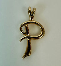 Load image into Gallery viewer, 14K Gold 0.75" P Initial Pendant Charm (0.8g)
