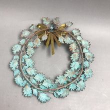 Load image into Gallery viewer, Verdigris Metalwork Copper Leaf Motif Wall Art Wreath with Bow (9")
