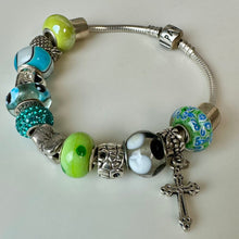 Load image into Gallery viewer, Pandora Moments Sterling Snake Chain Charm Bracelet w/ Pandora &amp; Pandora-Style Slide Charms (8")
