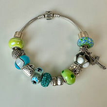 Load image into Gallery viewer, Pandora Moments Sterling Snake Chain Charm Bracelet w/ Pandora &amp; Pandora-Style Slide Charms (8")
