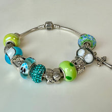 Load image into Gallery viewer, Pandora Moments Sterling Snake Chain Charm Bracelet w/ Pandora &amp; Pandora-Style Slide Charms (8")
