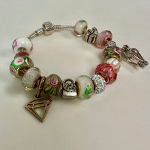 Load image into Gallery viewer, Sterling Pandora-Style Snake Chain Charm Bracelet w/ Sterling &amp; Plated Pandora-Style Slide Charms (8")
