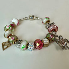 Load image into Gallery viewer, Sterling Pandora-Style Snake Chain Charm Bracelet w/ Sterling &amp; Plated Pandora-Style Slide Charms (8")
