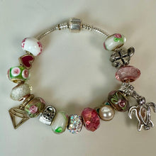 Load image into Gallery viewer, Sterling Pandora-Style Snake Chain Charm Bracelet w/ Sterling &amp; Plated Pandora-Style Slide Charms (8")

