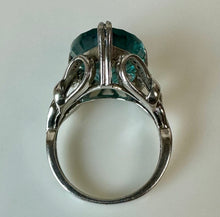 Load image into Gallery viewer, Sterling Trillion Cut Paraiba Topaz Ring sz 6
