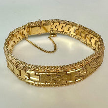 Load image into Gallery viewer, Vintage Gold Plated Etched Pattern Wide Link Bracelet (8.25")
