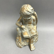 Load image into Gallery viewer, Gold Ceramic Angel Reading Figurine (8")
