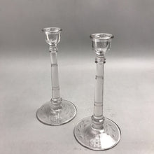 Load image into Gallery viewer, Vintage Etched Glass Candlestick Holders (9.5") Set OF 2
