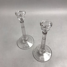 Load image into Gallery viewer, Vintage Etched Glass Candlestick Holders (9.5") Set OF 2
