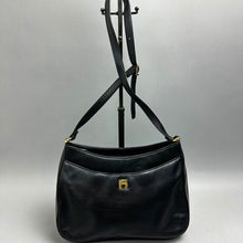 Load image into Gallery viewer, Vintage Etienne Agner Black Leather Adjustable Strap Purse (8x10x3")
