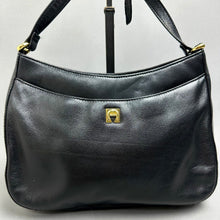 Load image into Gallery viewer, Vintage Etienne Agner Black Leather Adjustable Strap Purse (8x10x3")
