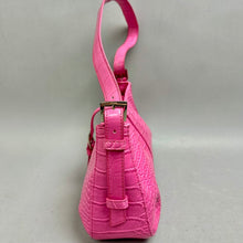 Load image into Gallery viewer, Y2K BCBG Hot Pink Croc Embossed Leather Shoulder Bag Purse (6x12x3")
