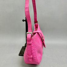 Load image into Gallery viewer, Y2K BCBG Hot Pink Croc Embossed Leather Shoulder Bag Purse (6x12x3")
