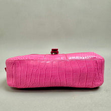 Load image into Gallery viewer, Y2K BCBG Hot Pink Croc Embossed Leather Shoulder Bag Purse (6x12x3")
