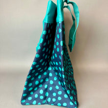 Load image into Gallery viewer, Thirty One Navy Teal Polka Dot Nylon Ultility Tote Purse NWOT (14x12x9")
