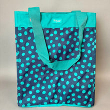 Load image into Gallery viewer, Thirty One Navy Teal Polka Dot Nylon Ultility Tote Purse NWOT (14x12x9")
