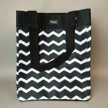 Load image into Gallery viewer, Thirty One Black &amp; White Zig Zag Print Nylon Ultility Tote Purse NWT (14x12x9")
