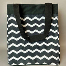 Load image into Gallery viewer, Thirty One Black &amp; White Zig Zag Print Nylon Ultility Tote Purse NWT (14x12x9")
