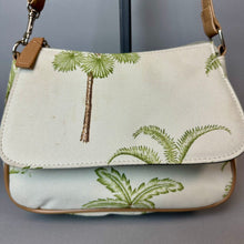 Load image into Gallery viewer, Vintage Festival Beige Palm Tree Print Faux Leather Trim Shoulder Bag Purse (6x9x2")
