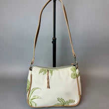 Load image into Gallery viewer, Vintage Festival Beige Palm Tree Print Faux Leather Trim Shoulder Bag Purse (6x9x2")
