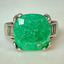 Load image into Gallery viewer, Sterling Green Dyed Quartz White Topaz Ring sz 6 As-Is

