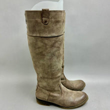 Load image into Gallery viewer, Madden Girl Gray Faux Leather Studded Riding Boots sz 6.5
