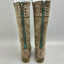 Load image into Gallery viewer, Madden Girl Gray Faux Leather Studded Riding Boots sz 6.5

