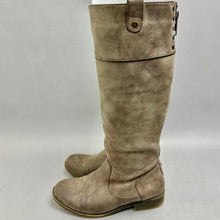 Load image into Gallery viewer, Madden Girl Gray Faux Leather Studded Riding Boots sz 6.5
