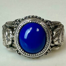 Load image into Gallery viewer, Museum of Fine Arts MFA Sterling Lapis Lazuli Egyptian Artifact Replica Ring sz 8 Rare

