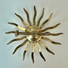 Load image into Gallery viewer, Vintage Sarah Cov Celestial Sunburst Goldtone Clear Rhinestone Brooch Pin (2")
