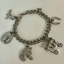 Load image into Gallery viewer, Vintage Silvertone Western Theme Charm Bracelet (7")
