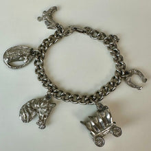 Load image into Gallery viewer, Vintage Silvertone Western Theme Charm Bracelet (7")

