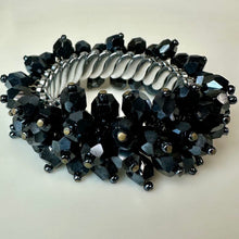 Load image into Gallery viewer, Black Crystal Beaded Cha Cha Accordion Stretch Bracelet
