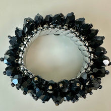 Load image into Gallery viewer, Black Crystal Beaded Cha Cha Accordion Stretch Bracelet
