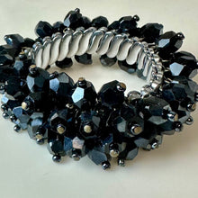 Load image into Gallery viewer, Black Crystal Beaded Cha Cha Accordion Stretch Bracelet
