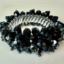 Load image into Gallery viewer, Black Crystal Beaded Cha Cha Accordion Stretch Bracelet
