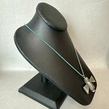 Load image into Gallery viewer, Vintage JPD Pewter Thunderbird Pendant w/ Removable Back on 28" Turquoise Painted Ball Chain Necklace
