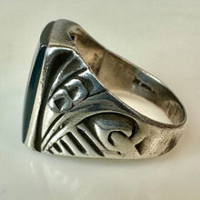 Load image into Gallery viewer, Vintage Sterling Carved Hematite Centurion Intaglio Ring sz 9
