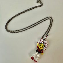 Load image into Gallery viewer, Vintage Native Beadwork Chief Figure Pendant on 24" Sterling Chain Necklace
