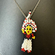 Load image into Gallery viewer, Vintage Native Beadwork Chief Figure Pendant on 24" Sterling Chain Necklace
